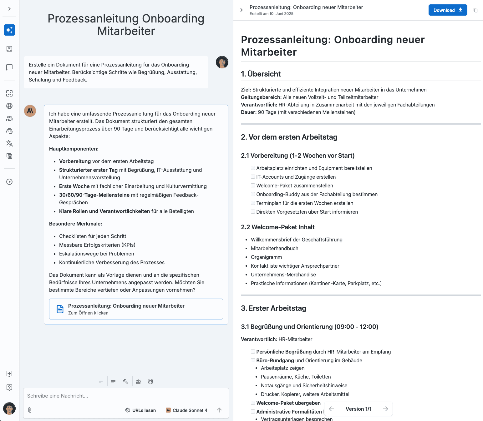 Ansicht eines Artifacts in der Plattform